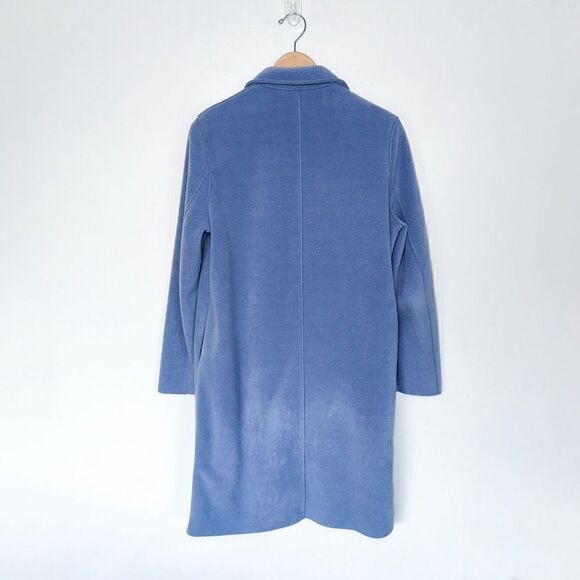 Harris Wharf London Women’s Dusty Blue Fleece Longline 3 Button Closure Coat - Picture 2 of 15